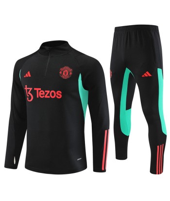 MANCHESTER UNITED 1/2 ZIP BLACK/WATER GREEN JUSQU'A -70%! 