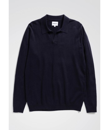 NORSE PROJECTS - LEIF COTTON LINEN LS POLO DARK NAVY rembourrage situé sous