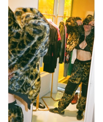 ARIES - LEOPARD FUR CROPPED HOODIE Pour