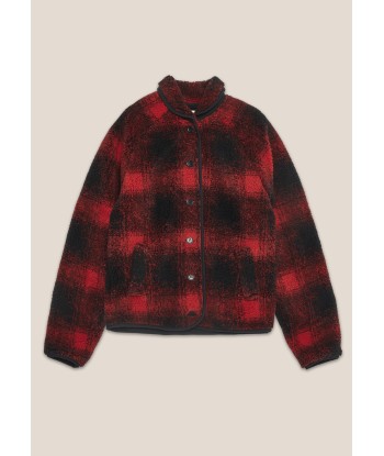 YMC - BEACH JACQUARD PLAID FLEECE JACKET RED chez Cornerstreet bien 