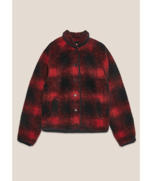 YMC - BEACH JACQUARD PLAID FLEECE JACKET RED store