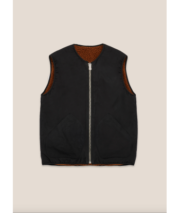 YMC - WYATT WAX COTTON WAISTCOAT BLACK destockage