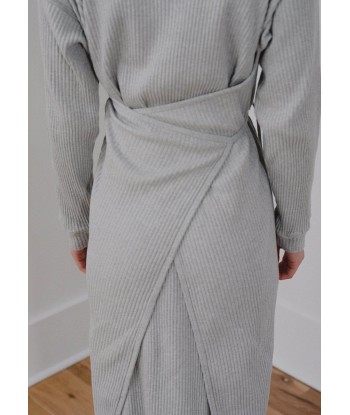 BASERANGE - SHAW LS KAFTAN FLEECE RIB GREY MELANGE livraison gratuite