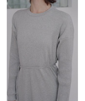 BASERANGE - SHAW LS KAFTAN FLEECE RIB GREY MELANGE livraison gratuite