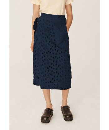 YMC - GEORGE BRODERIE ANGLAISE WRAP SKIRT NAVY Le MVP de beaucoup