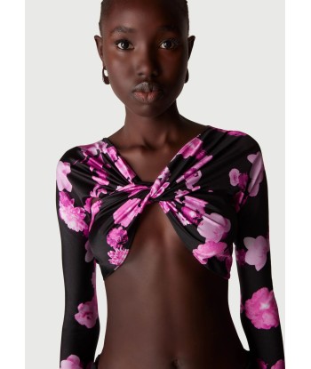 COPERNI - CROPPED DRAPED TOP PINK/BLACK pas chere