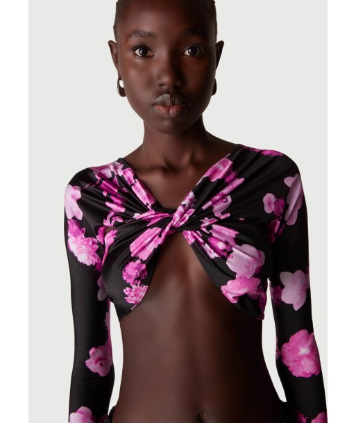 COPERNI - CROPPED DRAPED TOP PINK/BLACK pas chere