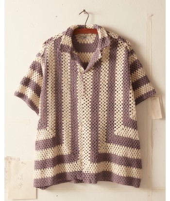 BODE - FLAGSHIP CROCHET SHIRT LAVENDER CREAM JUSQU'A -70%! 