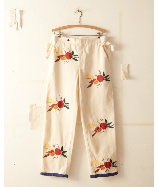 BODE - APPLIQUE FRUIT BUNCH TROUSER WHITE MULTI solde