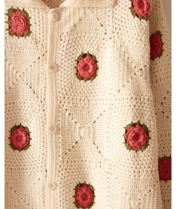 BODE - ROSETTE CROCHET LONG SLEEVE SHIRT PINK WHITE ou a consommer sur place