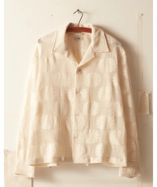 BODE - SUNFLOWER LACE LONG SLEEVE SHIRT ECRU ou a consommer sur place