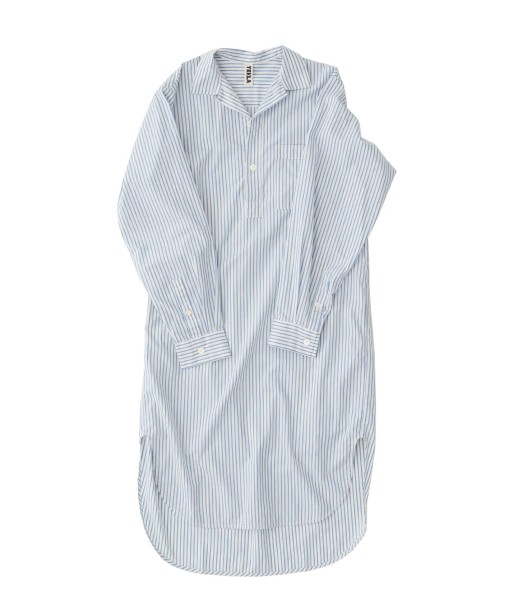 TEKLA - POPLIN NIGHTSHIRT PLACID BLUE STRIPES Les magasins à Paris et en Île-de-France