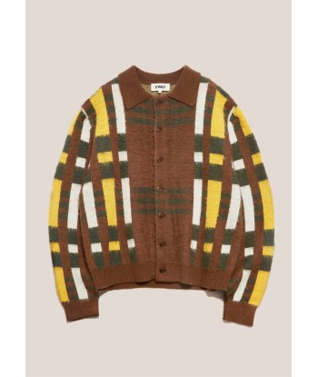 YMC - RAT PACK BRUSHED CARDIGAN BROWN MULTI la livraison gratuite