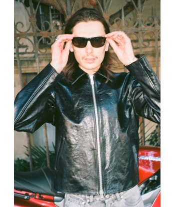 OUR LEGACY - MINI JACKET TOP DYED BLACK LEATHER pas chere