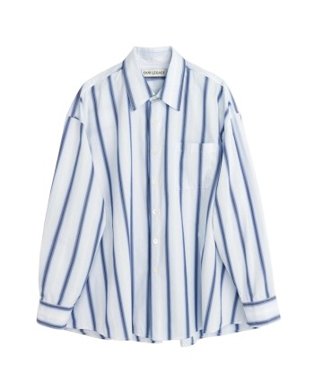 OUR LEGACY - BORROWED SHIRT BLUE CRYPTO STRIPE Dans la société mordern