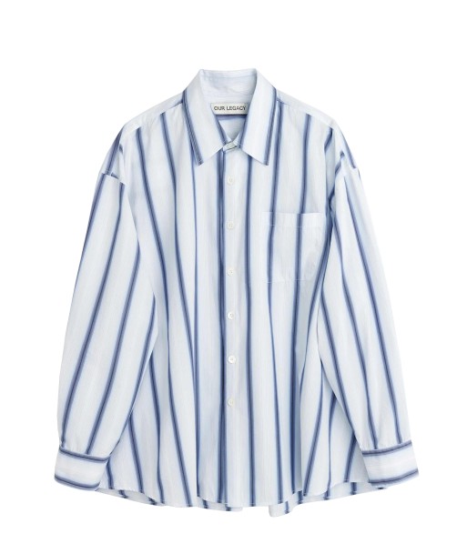 OUR LEGACY - BORROWED SHIRT BLUE CRYPTO STRIPE Dans la société mordern