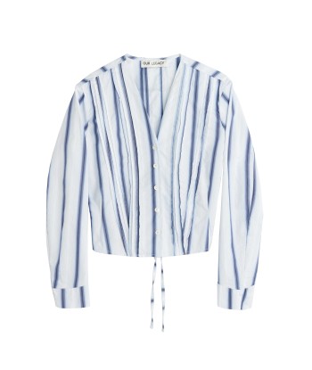 OUR LEGACY - PLEATED BLOUSE BLUE CRYPTO STRIPE les ctes