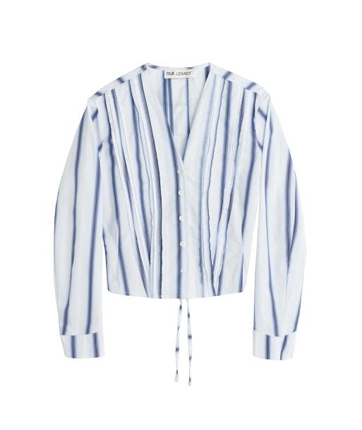 OUR LEGACY - PLEATED BLOUSE BLUE CRYPTO STRIPE les ctes