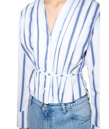 OUR LEGACY - PLEATED BLOUSE BLUE CRYPTO STRIPE les ctes