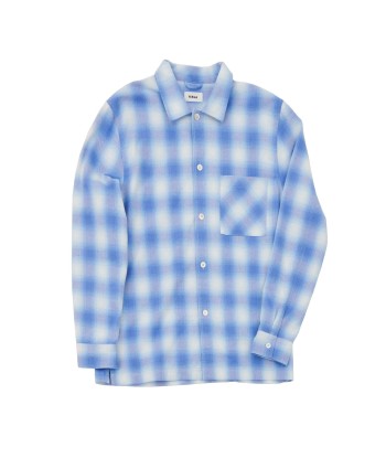 TEKLA - PYJAMAS SHIRT FLANNEL LIGHT BLUE PLAID de France