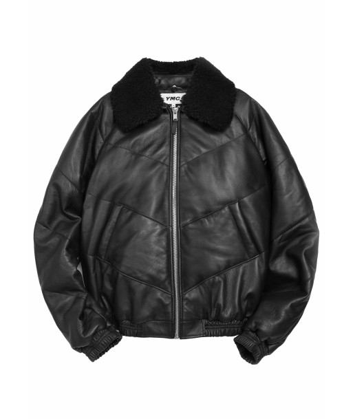 YMC - KOOL HERC WADDED LEATHER JACKET BLACK Par le système avancé 