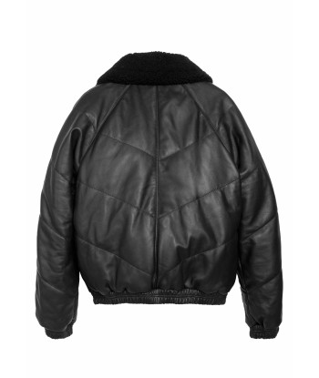 YMC - KOOL HERC WADDED LEATHER JACKET BLACK Par le système avancé 